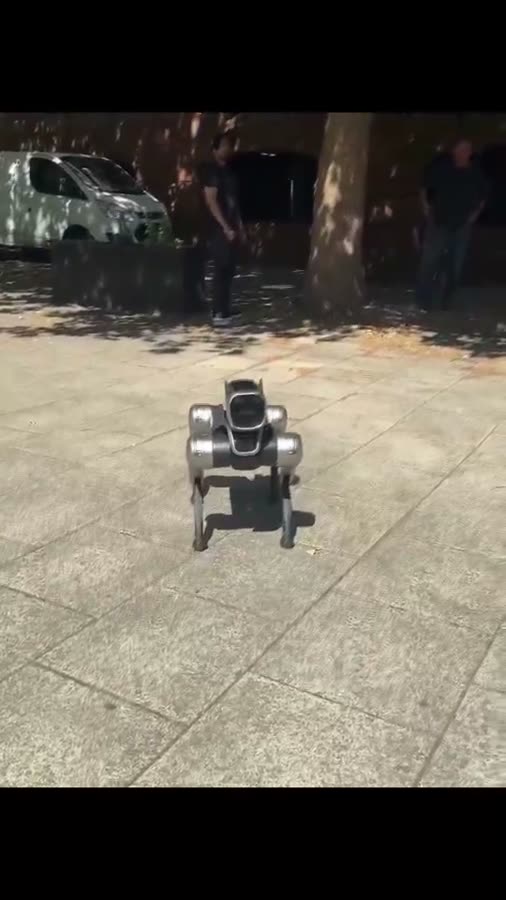 A robot dog performing a backflip